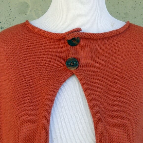 ESKANDAR cotton cardigan, one size, burnt orange, lagenlook, made in Scotland - Picture 2 of 10